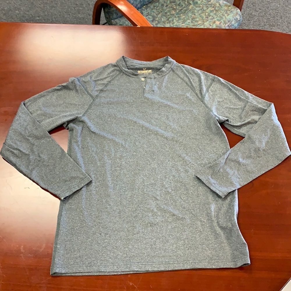 Outdoor Life Gray Snap Henley Shirt sz L NWOT
